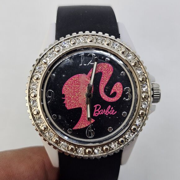 Barbie Accessories - Women's Barbie Watch 38MM Black Dial Black Plastic Bands New Battery